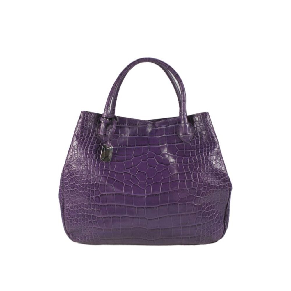 Furla Womens Leather Crocodile Top Handle Handbag Purple